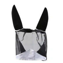 Прямая поставка-тонкая Сетчатая Маска для лошади с защитой от ультрафиолета, маска для мух с ушами, длинный нос, дышащая черная