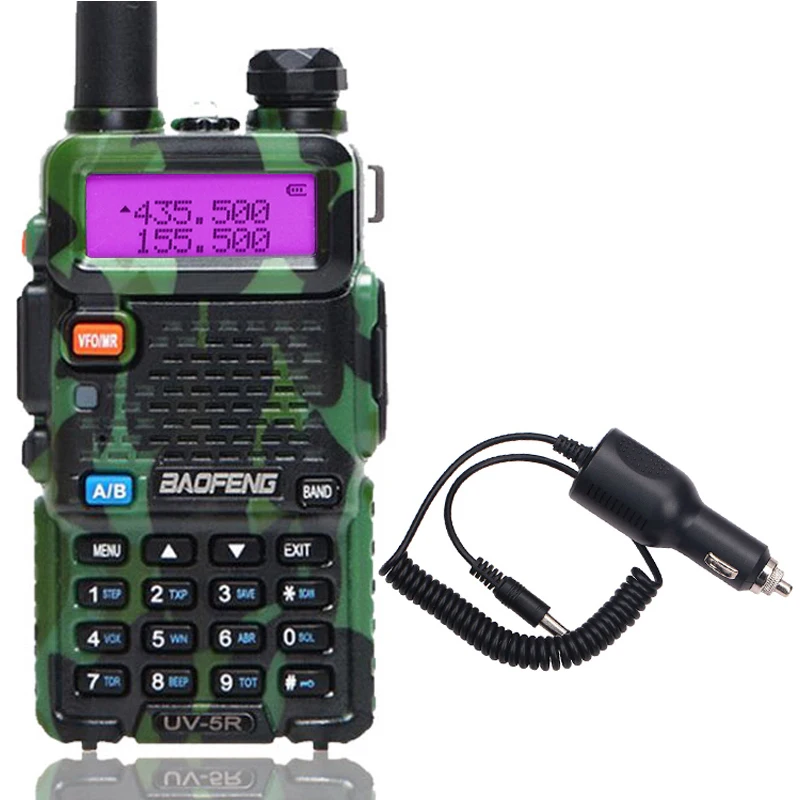 BAOFENG UV-5R 5 Вт 10 км Двухдиапазонная рация 136-174 МГц и 400-520 МГц портативная двухсторонняя CB радио UV5R(черный/Камуфляж - Color: camo car charger