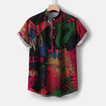 

Fashion Men Shirt рубашка мужская футболка мужская Multi Color Lump Chest Short Sleeve Round Hem Loose Shirts Blouse Free Ship