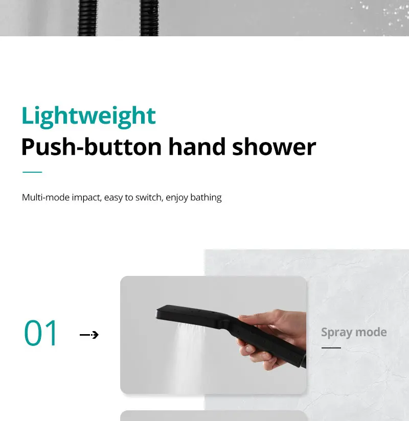 DCAN 10 Inch LED shower set Black Wall-Mounted Embedded Shower System Water-Saving Bathtub And Box Shower Mixer