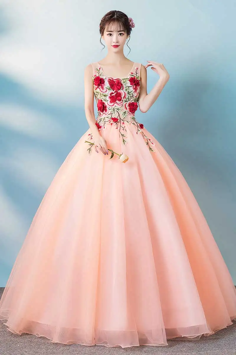 Платье для светской львицы розовые платья Quinceanera бальное платье длинное платье для выпускного вечера с цветами Маскарад сладкий 16 платье Vestidos De 15 Anos