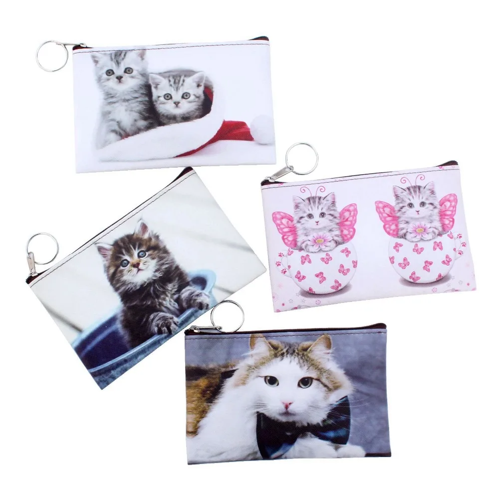 Cute Cat Coin Purse Kids kitty clutch wallet Women mini Wallet zipper cartoon Bag Pouch Holder change purse Female Carteira