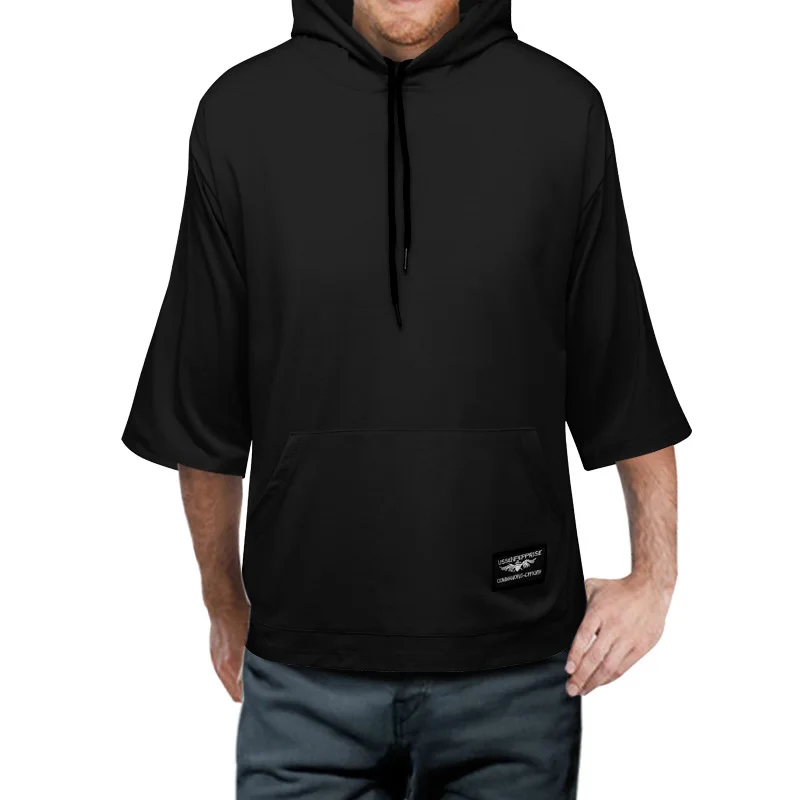 

Hot Sale summer Fashion Hoodies Women/Men Seven-quarter Sleeve Hooded Sweatshirts Casual Large size loose cotton Mens Hoodies