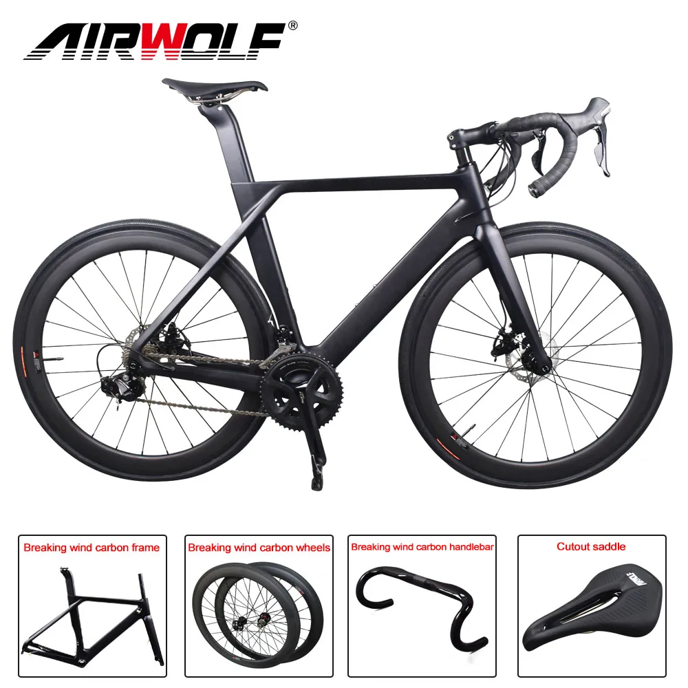 AIRWOLF Road Bike Aero Disc Brake Complete Road Bicycle 700*32C BB86