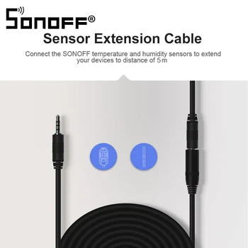 

Sonoff 5Meters Extension Cable High Accuracy Sensors Temperature Probe Temperature Sensor With Sonoff DS18B20/Si7021/AM2301 Cord