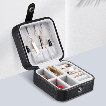 

Travel Portable Ring Storage Jewelry Box Square Display Case PU Leather Earrings Ring Multi-function Jewelry Storage Box