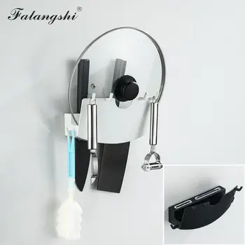 

Falangshi Space Aluminum Pot Lid Rack With Hooks Stand For Covers White Black Kitchen Storage Holder Lid Rack Wall Mount WB9501