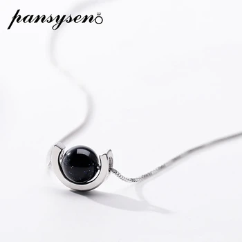 

PANSYSEN Blue Sand Stone Aventurine 925 Sterling Silver Pendant Necklace For Women Fashion Jewelry Necklaces Anniversary Gifts