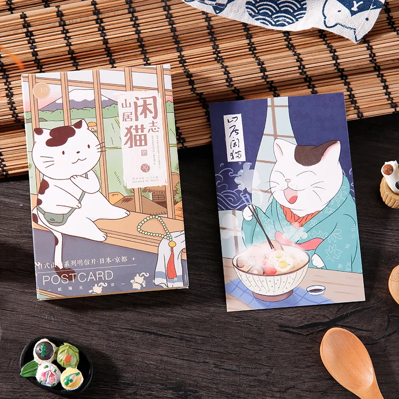 Photo Cards Mini Greeting Cards Message Cards My Friend and Cute Cat Postcard 30 Sheets/Set