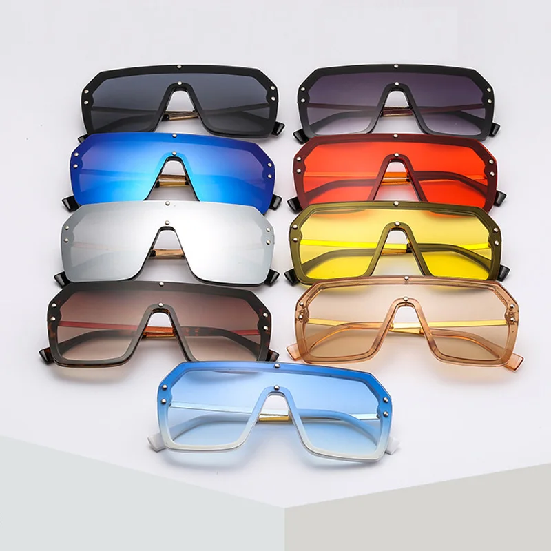 

ZUCZUG New 2020 Oversized One-piece Sunglasses Women Men Big Frame Coating Sun Glasses Ladies Trend Flat Top Conjoined Eyewear