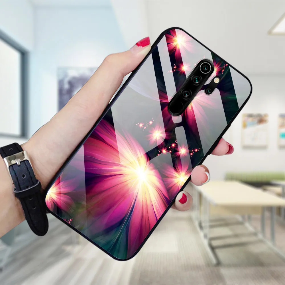 Закаленное стекло чехол для Xiaomi Redmi Note 8 Pro Case Жесткий ПК Красочный чехол для Xiaomi Redmi Note 8 Бампер чехол для телефона редми Note8 8Pro
