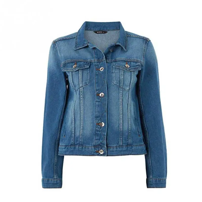 

Autumn Women Short Basical Jeans Jacket Casual Coat Full Sleeves Single Breast Slim Women Denim Jacket
