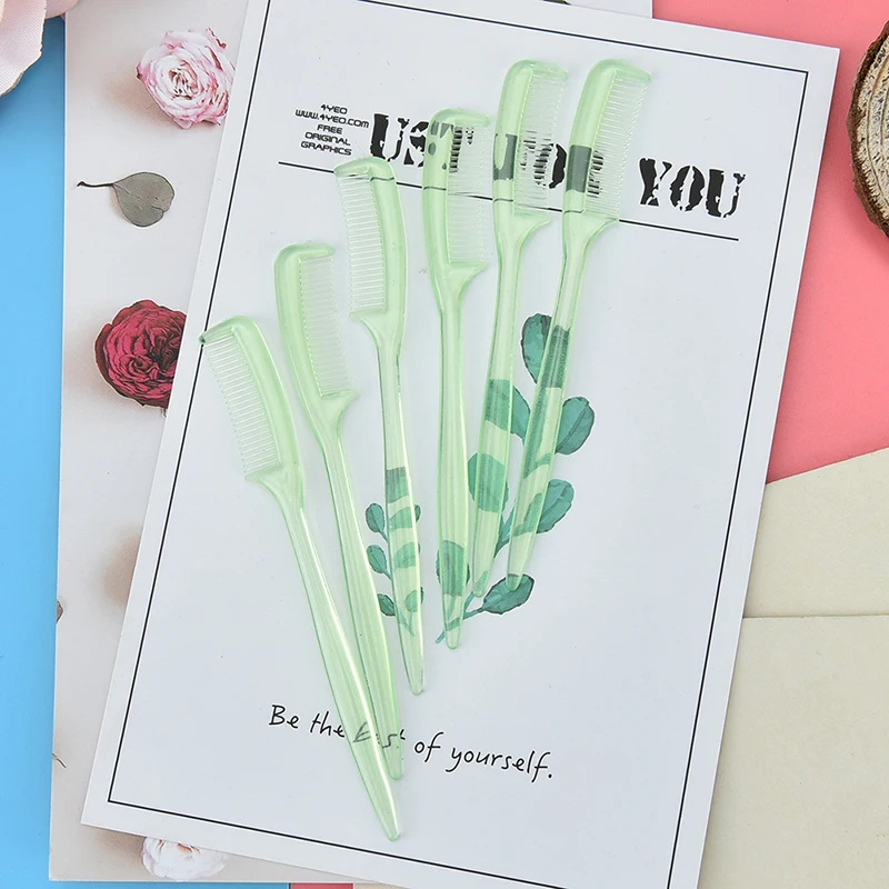 5Pcs Green Plastic Eyebrow Combs Eyelash Eye Brow Brush Portable Beauty Make Up Cosmetic Blending Tool