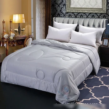 

Comfortable Soft Mulberry Silk Quilt Solid Color Quilted Duvets For Duvet Cotton Bedding Blanket Four New Silk Comforter Seasons