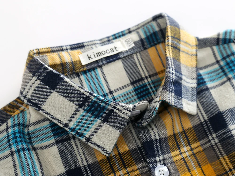 New Spring And Autumn BOY'S Red, Yellow Plaid Shirt Versitile