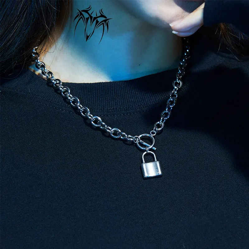 Ожерелье чокер в стиле рок с замком многослойная цепочка на шею панк ювелирное