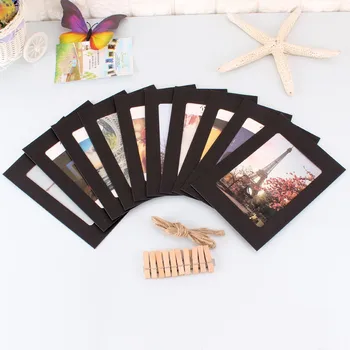 

Paper Picture Frames,DIY Photo Frames Creative Linkage Mounted Cardboard With Flax String And Clips(7 inch,10 pcs)