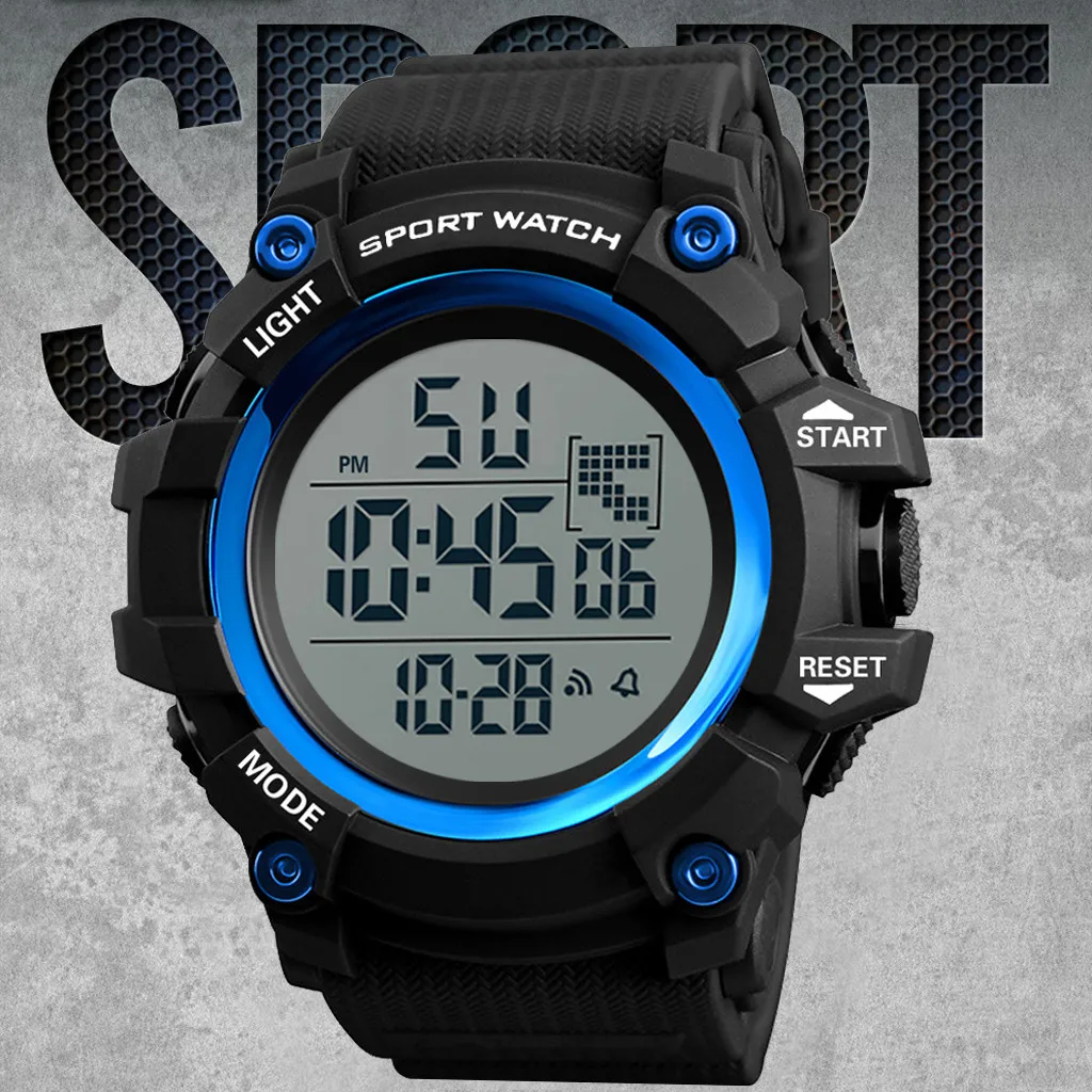 Светодиодный спортивные модные часы Мужские Аналоговые Цифровые защищенные часы Военные Спортивные СВЕТОДИОДНЫЙ водонепроницаемые часы
