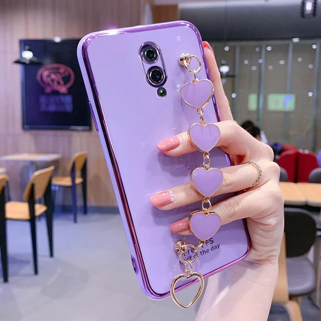 Wrist Bracelet Phone Case For Redmi Note8 Case Luxury Heart Chain Plating  Cover Capa Xiaomi Redmi