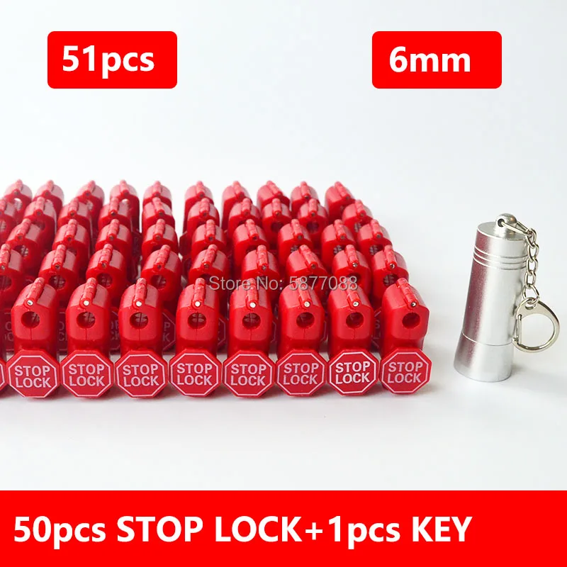 

51pcs Stop Lock And Magnetic Key Detacherfor Store Display Security Hook Stoplok Plastic Little Red Hook Lock 6mm