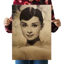 [A41] Хепберн 6 Ностальгический ретро плакат из крафт-бумаги экран для помещений кафе декоративная живопись