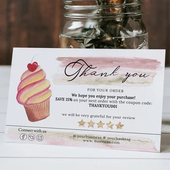 

Custom 6x4 Cupcake Bakery Business Insert card, Ping Gold Business Thank You Card, Business Thank You Package, Digital Business