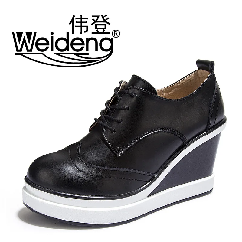 

Weideng/wei deng 2015 New Style Europe And America Slanted Heel Shoes Women's Genuine Leather Shoes Cowhide Platform Shoes Autum