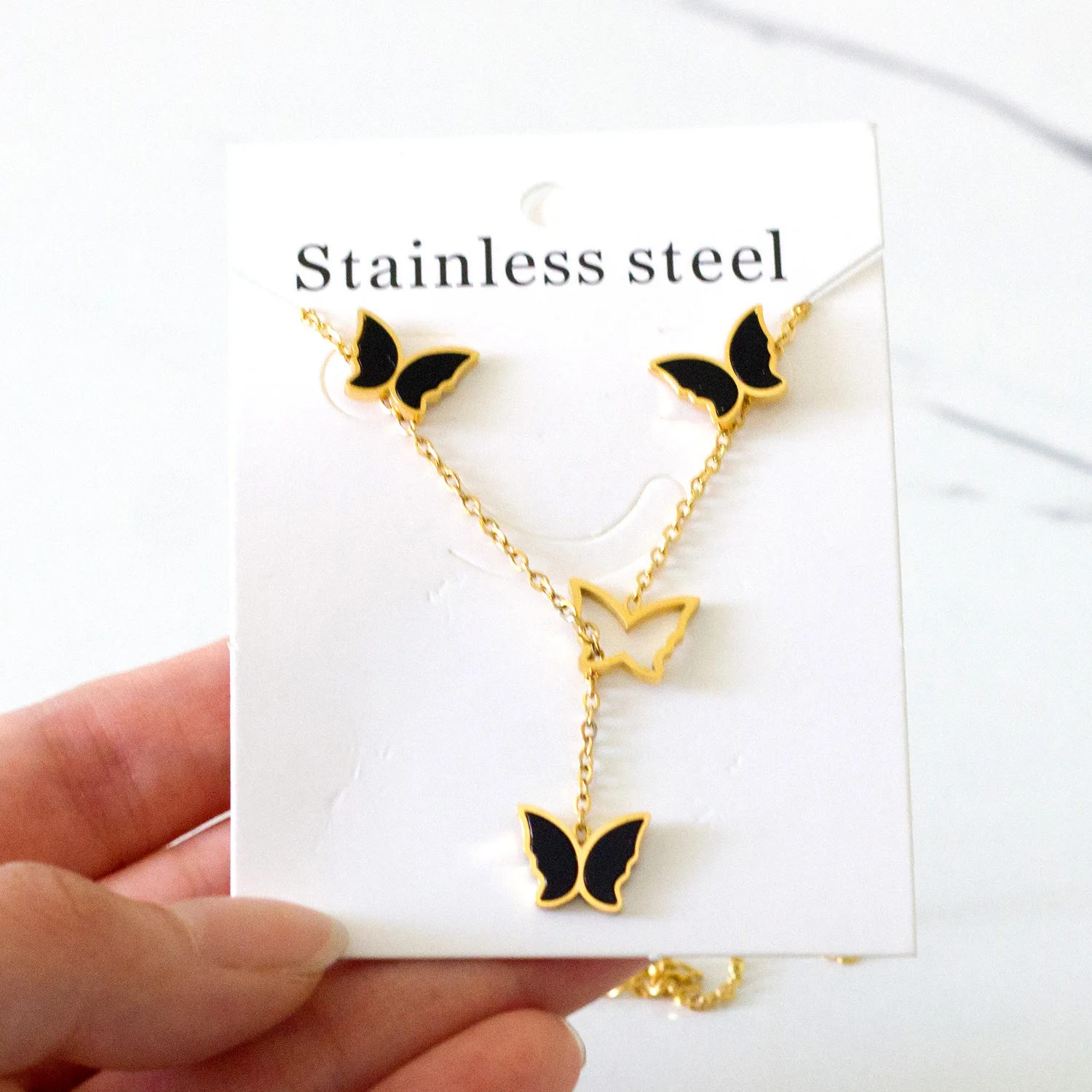 LUXUKISSKIDS Brand Design Ladies Exquisite Butterfly Necklace And Earrings Elegant Lady Jewelry Sets For Women Gifts For Girls