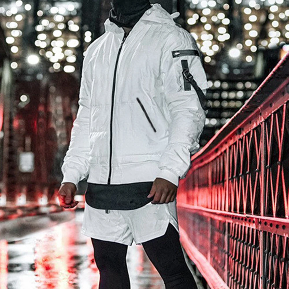 White Solid Parkas Men's Jackets and Coats Outerwear Windbreaker Jaqueta Masculino Autumn Winter Men Jacket Casual Zip Warm Clothing - Цвет: White