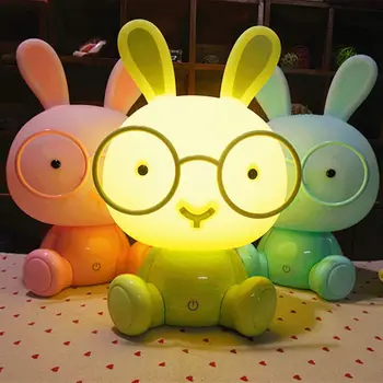 

Kids Table Light Lovely Glasses Rabbit Plug in USB Tap Sensor Switch for Home