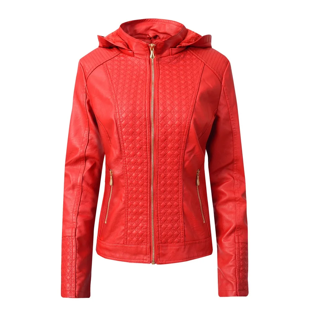 Leather Jacket Women Basic Jacket Coat Female Winter Motorcycle Jacket Faux Leather PU Plus Size Hoodies Outerwear