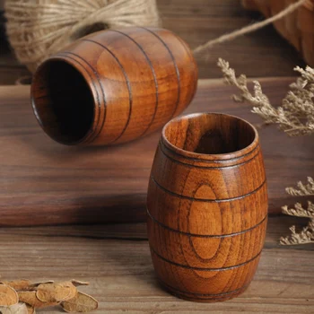 

Natural Retro Handmade Jujube Wooden Big Belly Beer Mug Coffee Mug Milk Juice Tea Cup Beer Barrel Shape Water Cup Big Tea Mug