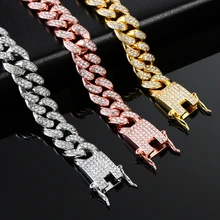 1 шт. роскошный глянцевый золотистый Серебристый кубинский браслет хип-хоп панк инкрустированные Стразы модный браслет для женщин и мужчин ювелирные аксессуары