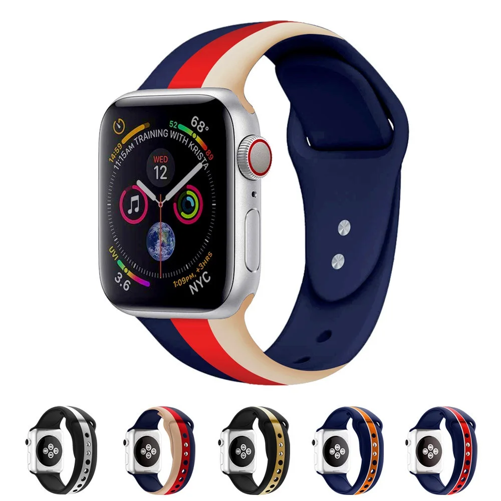 Силиконовый браслет ремешок для apple watch ремешок для iphone Watch 5 4 3 iwath ремешок 44 мм 40 мм 42 мм 38 мм аксессуары для умных часов Correa
