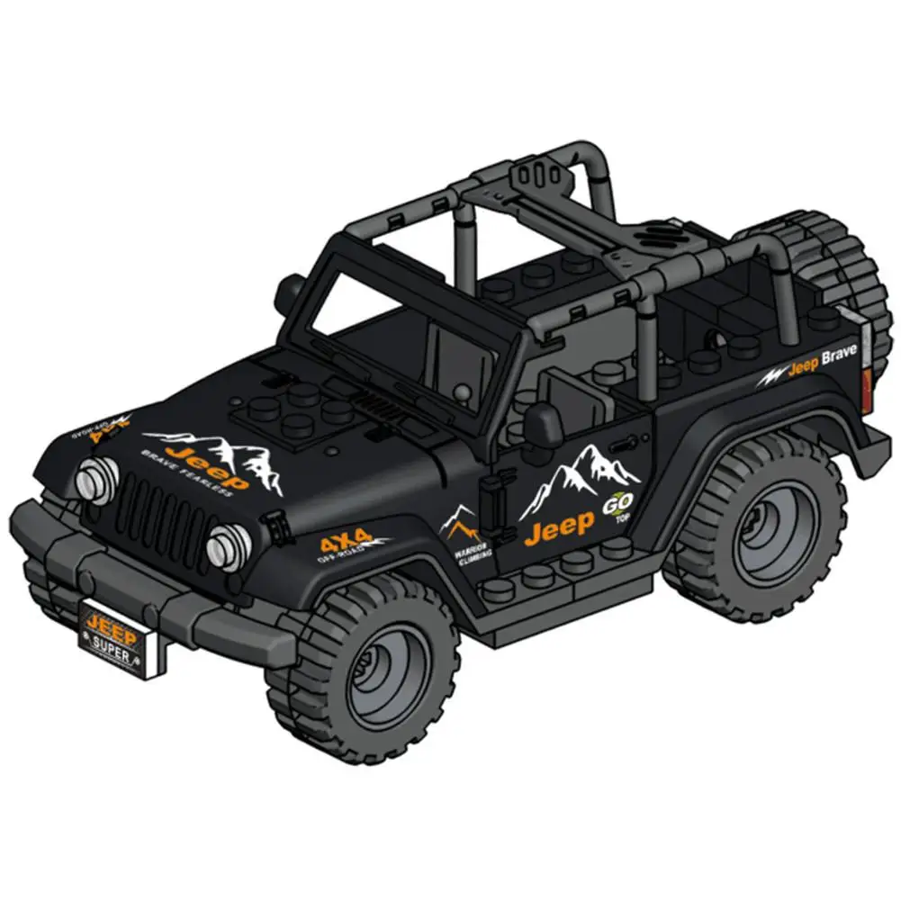 Сборные строительные блоки детские игрушки для J772 Wrangler Jeep военный автомобиль внедорожник бой строительные блоки игрушки - Цвет: Black