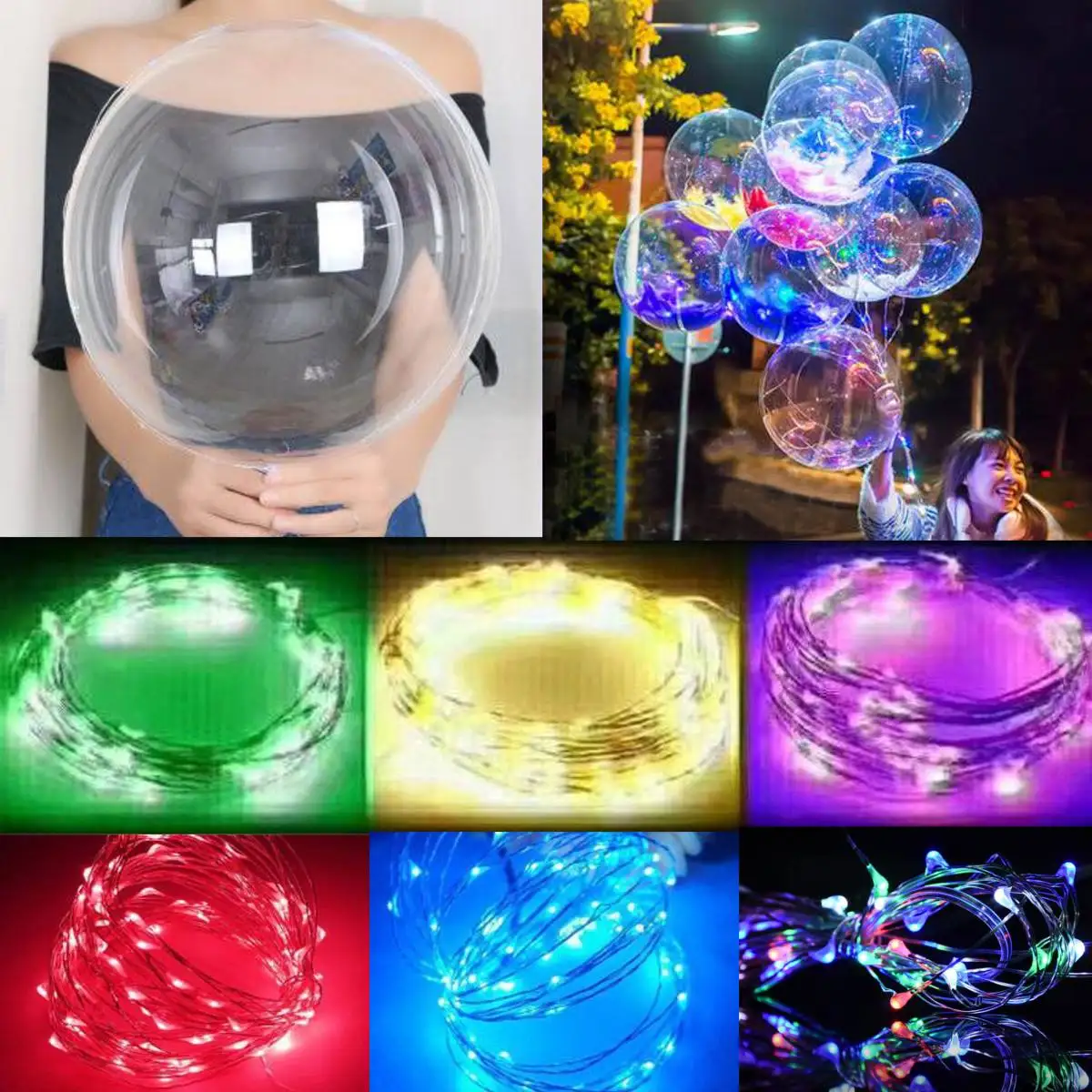 18 Inch Luminous LED Balloons Christmas Transparent Round Bubble Balloons String Light Birthday Party Wedding Christmas Decor