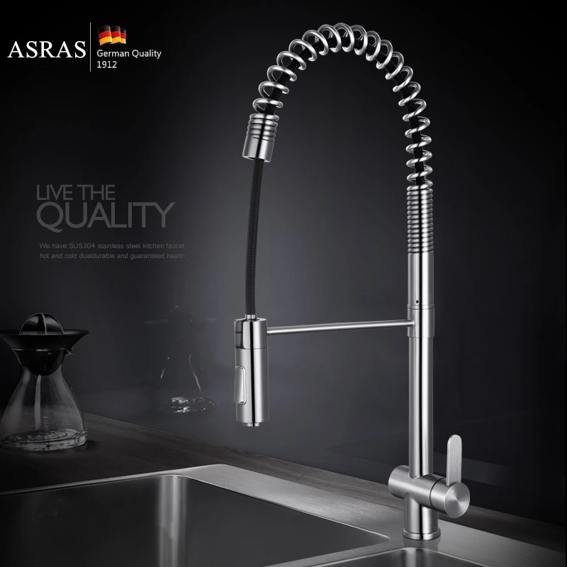 

AS-109 304 Stainless Steel Faucet Hot and Cold Tira-Style European Tap Kitchen Sink Washbasin