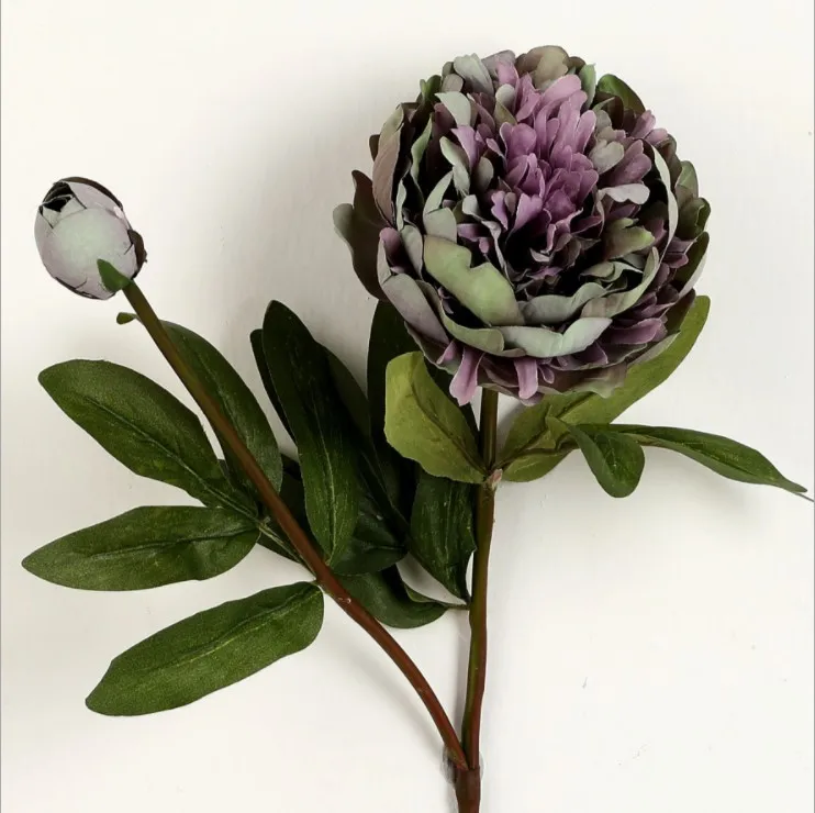 purple green Lovegrace невесты Холдинг цветок пиона самодельный букет 2 головки искусственный шёлковый пион Свадебная вечеринка для выпускного вечера декоративное оформление из цветов - Цвет: purple green