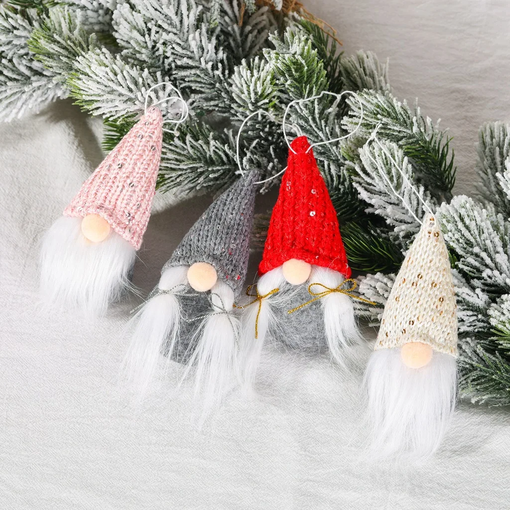 Christmas Decorations Christmas Small Cute Gnome Santa Xmas Tree Hanging Ornament Decoration for Home Navidad Pendant Gifts Happy New Year