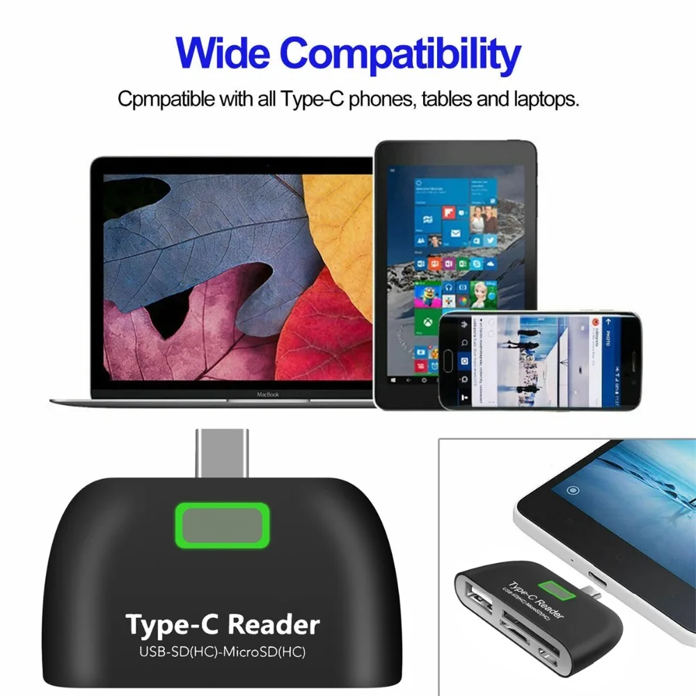 4 в 1 TYPE-C OTG кард-ридер концентратор SD/TF памяти расширения, тип-c к USB комбо