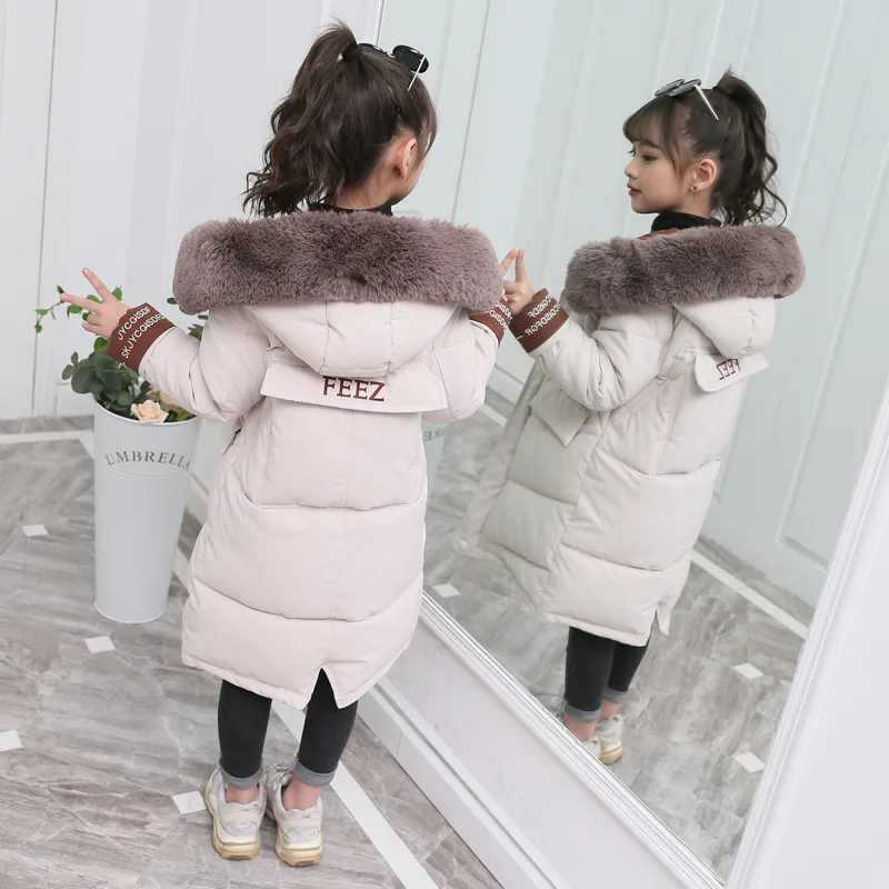 

Girls down Feather Cotton-padded Clothes 2019 Winter New Style Big Boy Thick Little Girl Cotton Coat Children Western Style Cott