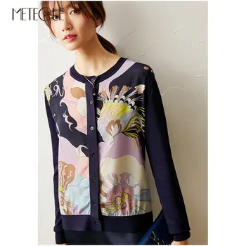 

Silk Knitted Patched Women Sweaters and Cardigans 2020 Spring Summer Fashion Single Breasted Button Long Sleeve Women Knitwears