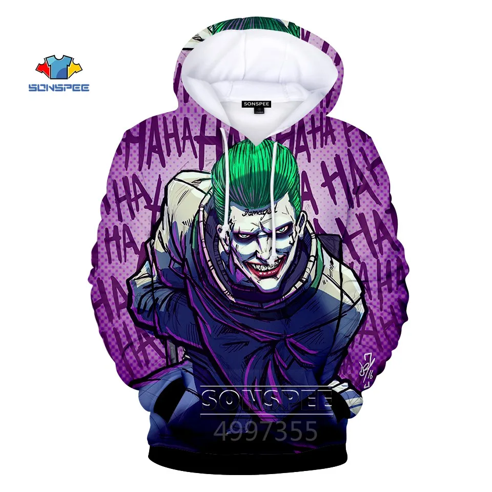 SONSPEE HaHa Joker фильм 3D Принт толстовки для мужчин wo мужчин хип хоп забавные осенние уличные толстовки, свитшоты, куртки для женщин