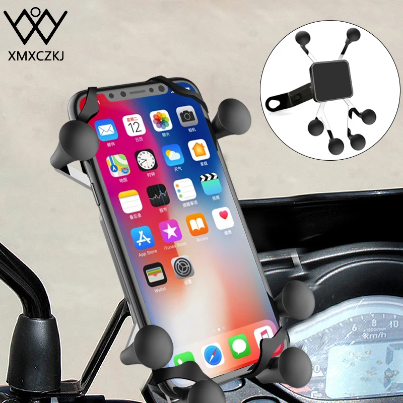 XMXCZKJ  Mount Motorcycle Holder Motorcycle Rear Mirror Mount For Gopro Smartphone Moto Holder For iPhone XR 3.5-6.3 Inch flexible mobile holder