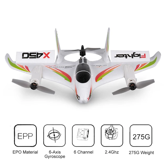 WLtoys XK X450 RC Airplane RC Drone 2.4G 6CH 3D 6G Brushless Vertical Takeoff With LED Light Fixed Wing RTF RC Aircraft 3
