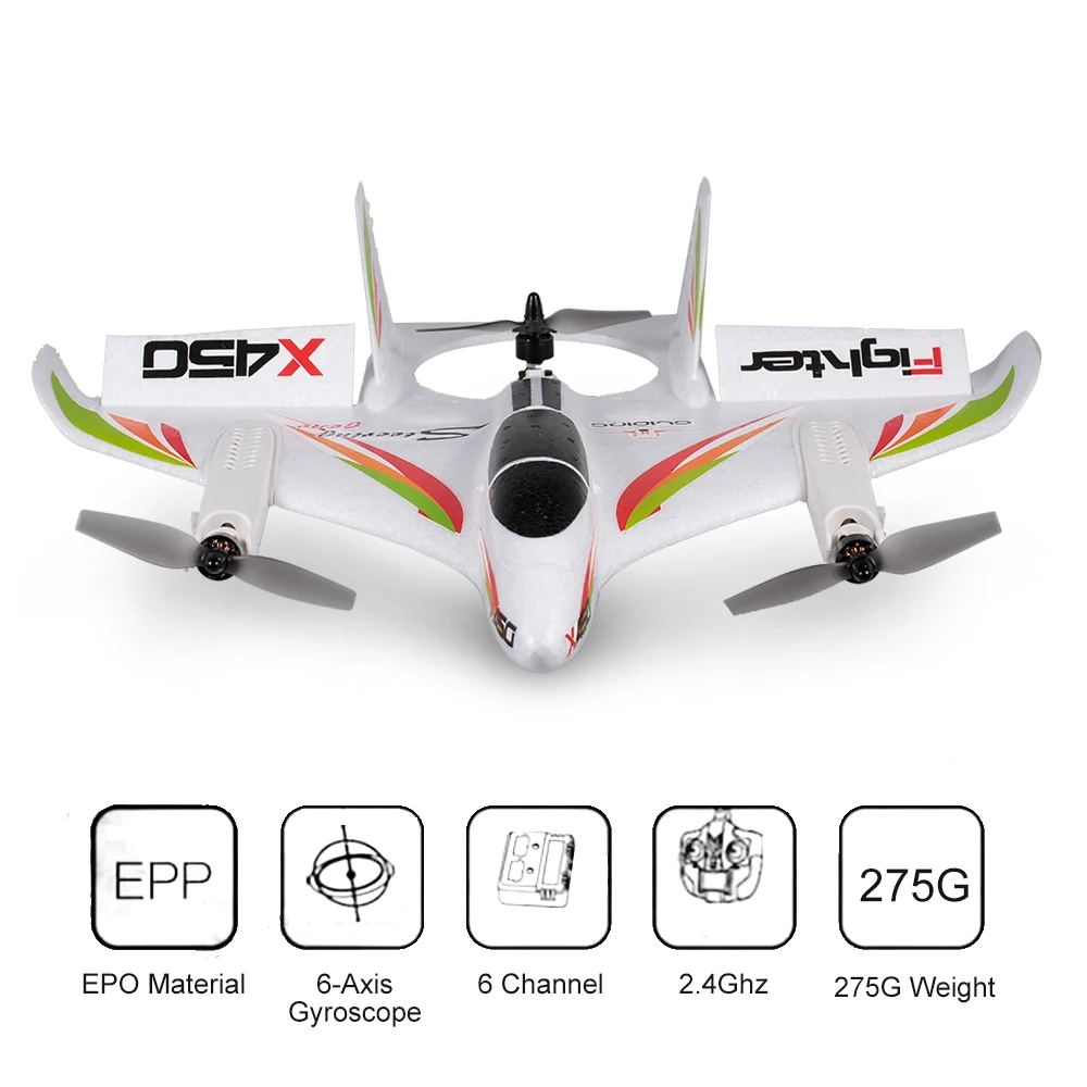 WLtoys XK X450 RC Самолет Дрон 2 4G 6CH 3D 6G бесщеточный вертикальный взлет светодиодный