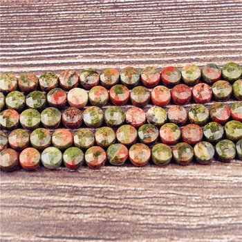 

Lanli fashion jewelry natural gem unakite cake interval loose bead 6x6mm DIY bracelet necklace and accessories