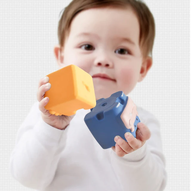 Soft Blocks Baby Grasp Toy 3d Touch Hand Soft Silicone Building Blocks Birthday Gift For Kids Baby Educational Toys 1