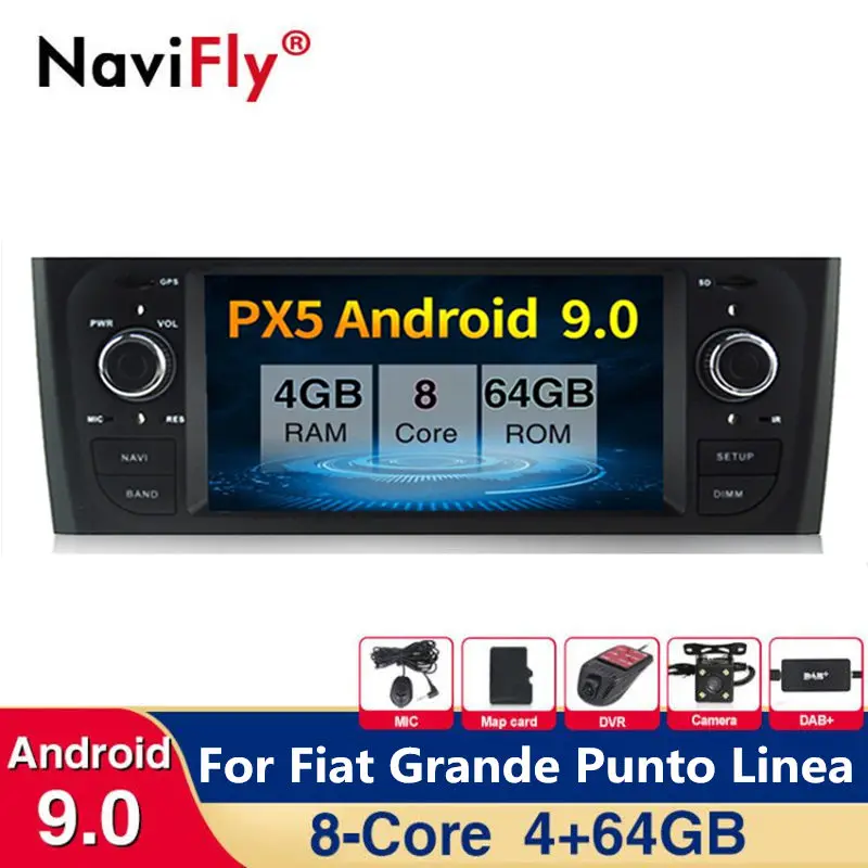 4+ 64G Android9.0 автомобильный dvd мультимедиа палер для Fiat Grande Punto Linea 2006-2012 gps навигация Радио RDS Linea
