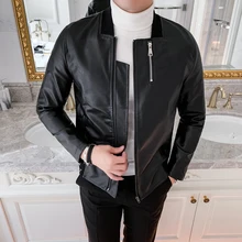 Бейсбольная свинцовая кожаная мужская одежда куртка на молнии Свободное пальто с воротником-стойкой кожаная куртка мужская повседневная Chaqueta De Cuero Moto